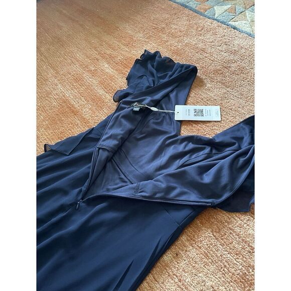 NWT Ever-Pretty Women's Dress  Double V Neck A Line Ruffle Hem Backless Blue L - Picture 12 of 12